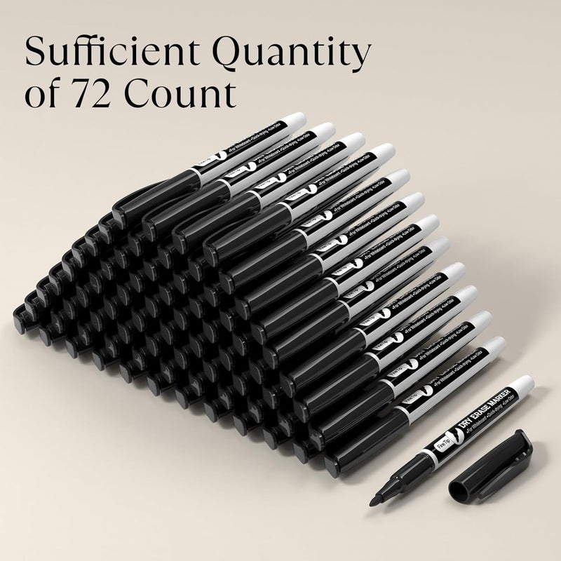 MaxGear Dry Erase Markers Black Fine Point, 72 Count Fine Tip Whiteboard Markers Bulk Low Odor Erasable for White Board, School Supplies for Classroom, Home, Office, 72 Count, Black - Image 4